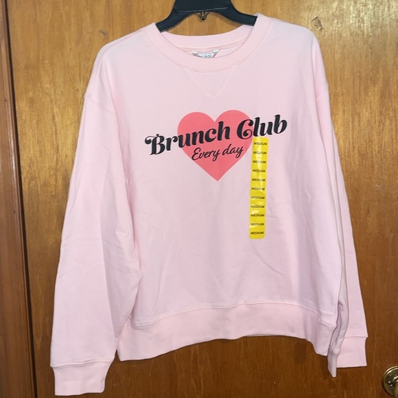 •WILDFOX•NWT "BRUNCH CLUB EVERYDAY" PINK HEART GRAPHIC CREWNECK SWEATER MEDIUM - Picture 6 of 11